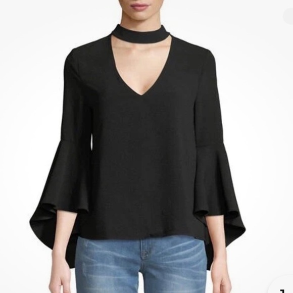 Wayf Black Ruffled Bell Sleeve Blouse - Picture 3 of 10